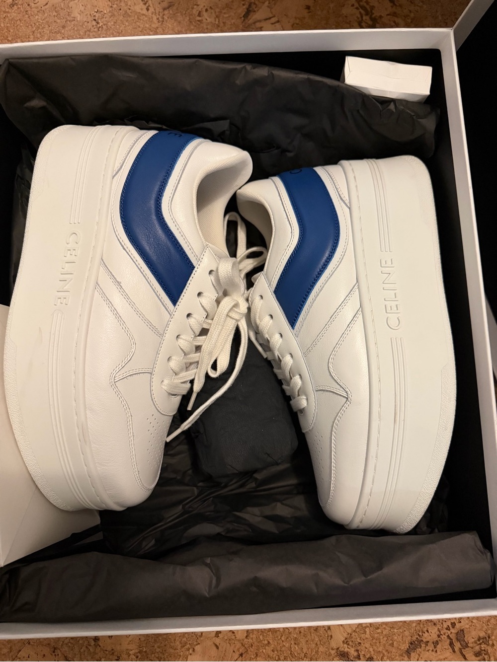 CELINE Wmns Block Wedge Sneaker 'Optic White Blue'